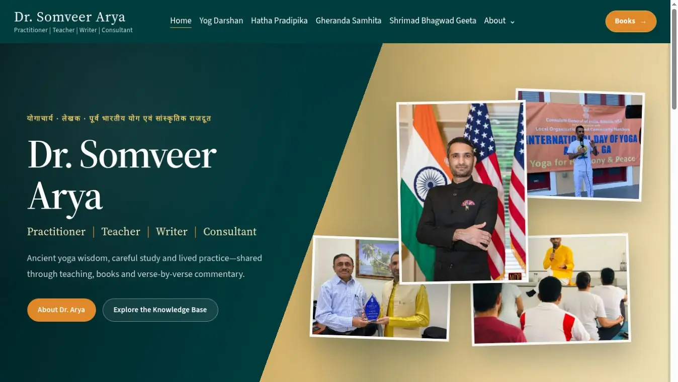 Dr Somveer Yoga website homepage