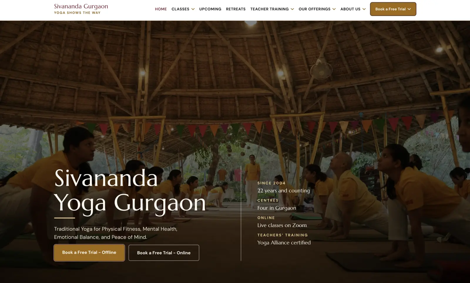 Sivananda Yoga Gurgaon website designed by Tinkoor
